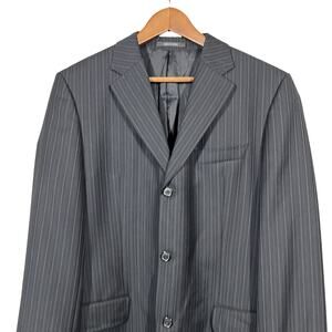 Hugo Boss Sport Coat Wool Blazer Jacket Three Button Black Pinstripe - 42R